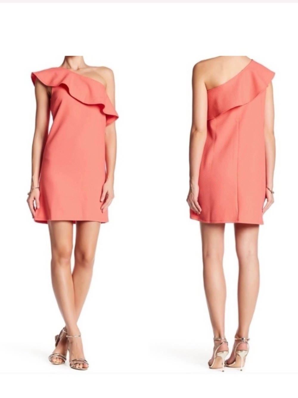 NWT Cupcakes & Cashmere Coral Ruffle One Shoulder